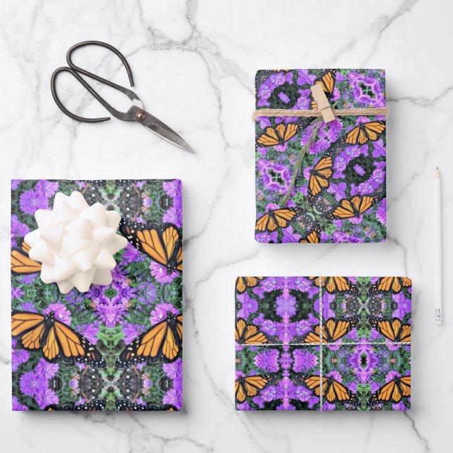 Gift Wrap Paper Monarch on Asters (Front)