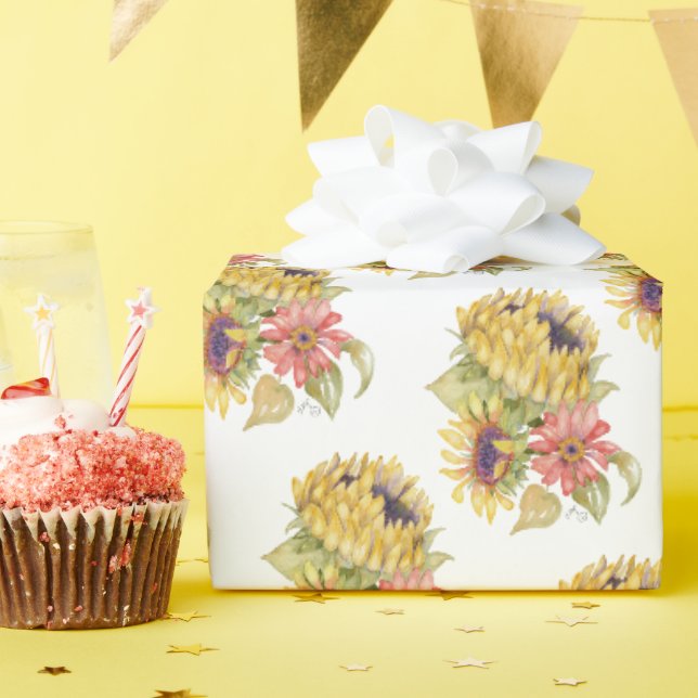 Gift Wrap Paper Roll - Sunflower Trio (Birthday Party)