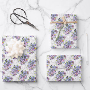 Gift Wrap Paper Sheets - Lavender & Pink Flowers