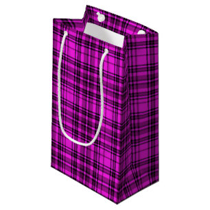 GIFT WRAP PINK BLACK CHECKERED PLAID  SMALL GIFT BAG