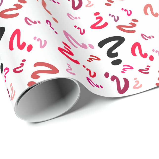 Gift Wrap - Question Marks in Reds (Roll Corner)