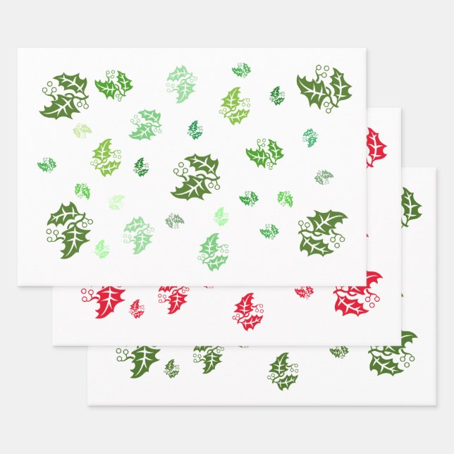 Gift Wrap Set - Holly leaves (Set)