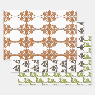 Gift Wrap Set - Leaves at Right Angles Tiled