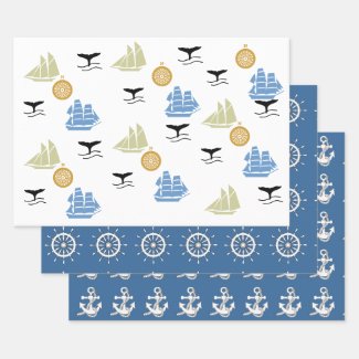 Gift Wrap Set - Nautical Theme
