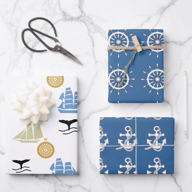 Gift Wrap Set - Nautical Theme (Front)