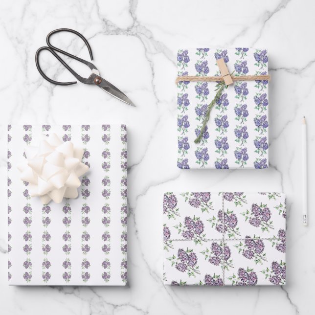 Gift Wrap Sheet Set - NGA Watercolor Lilacs (Front)