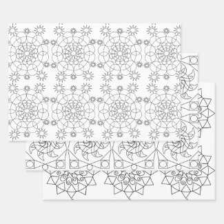 Gift Wrap - Three Mandala Patterns to Color