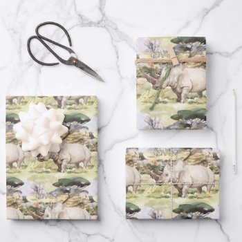 Gift Wrap With Rhinoceros African Rhino Themse by moonlake at Zazzle
