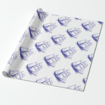gift wrap Wrapping Paper  Blue sail boat ship
