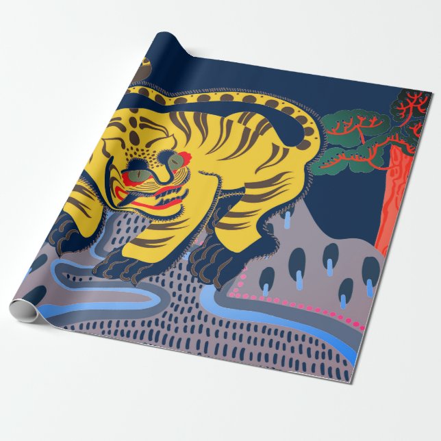 GIFT WRAPPING CHINESE TIGER  WRAPPING PAPER (Unrolled)