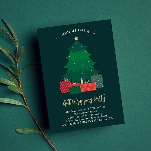 Gift Wrapping Christmas Party Holiday Invitation