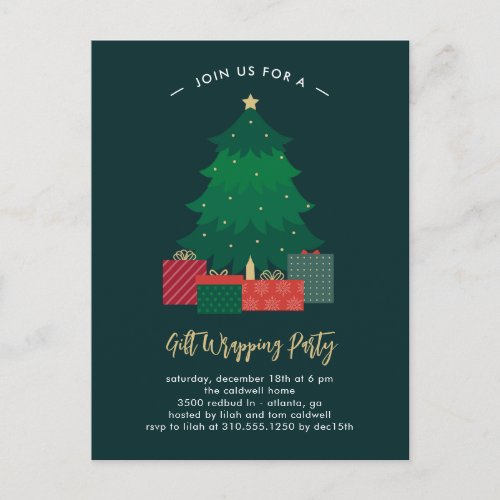 Gift Wrapping Christmas Party Holiday Postcard