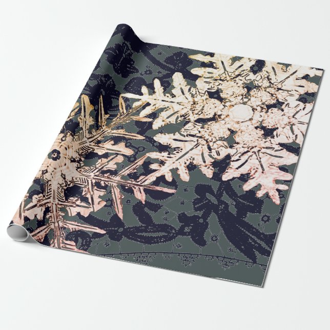 GIFT WRAPPING LACE AND SNOWFLAKES IN BLUE  PAPER (Unrolled)