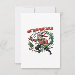 Gift Wrapping Ninja Christmas Holiday Design Thank You Card