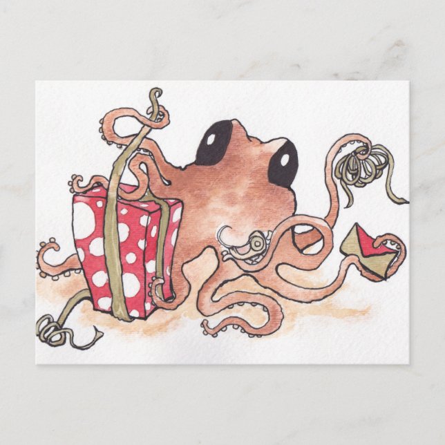 Gift-wrapping Octopus Postcard (Front)
