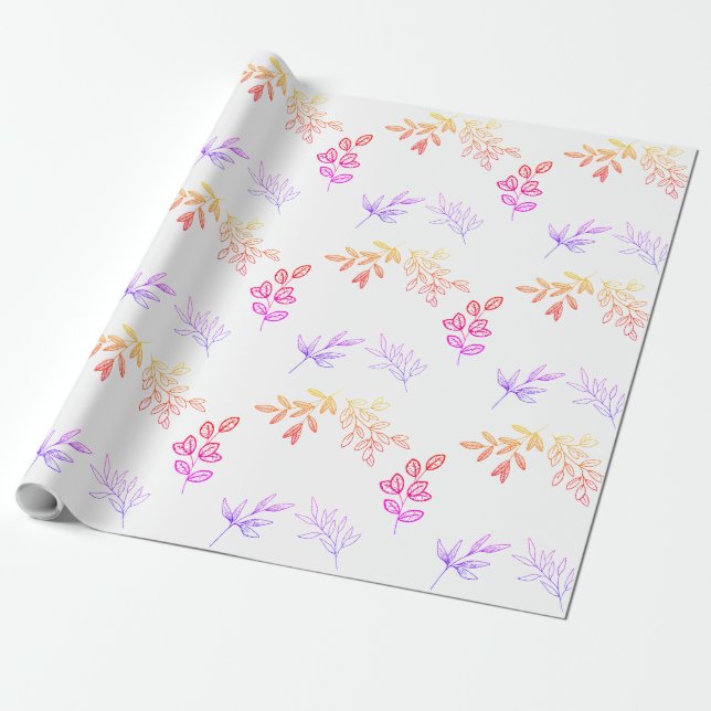 Gift Wrapping Paper Gradient Leaf Seamless (Unrolled)