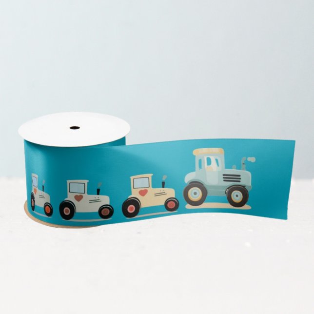 Gift Wrapping Ribbon with Cute Tractors (Creator Uploaded)