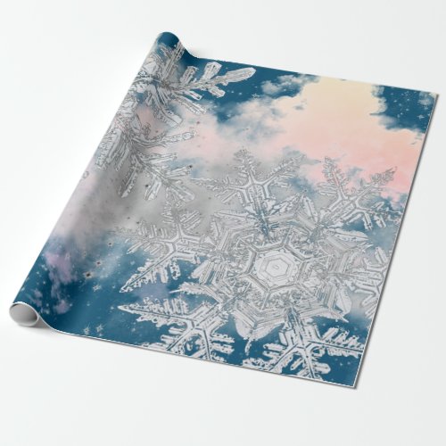 GIFT WRAPPING WILSON BENTLEY SNOWFLAKES IN CLOUDS WRAPPING PAPER