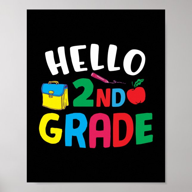 Gifts 2nd Teacher | Hello 2nd Grade Poster (Front)