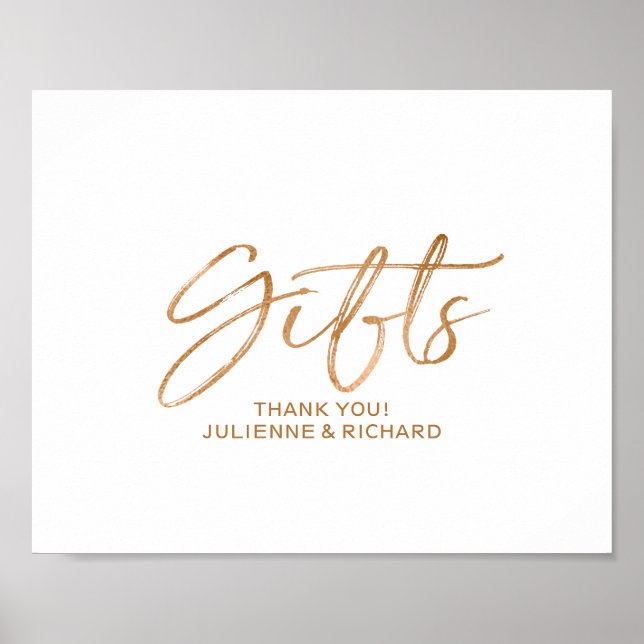 Gifts 8x10 Stylish Script Rose Gold Wedding Sign (Front)