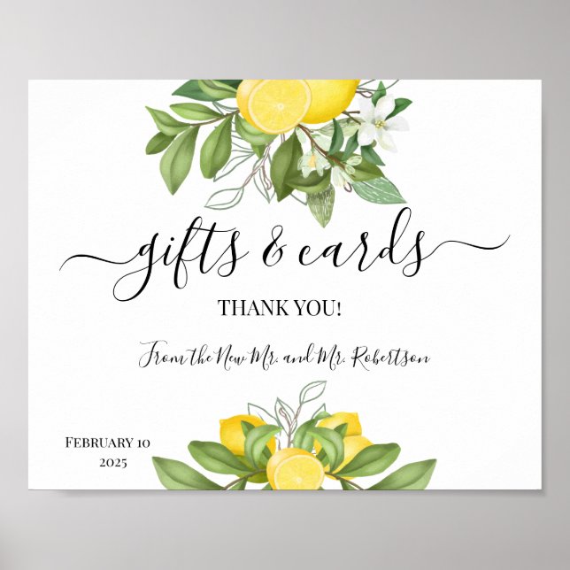 Gifts and Boda Cards Greenery Rótulo Lemon Poster (Front)