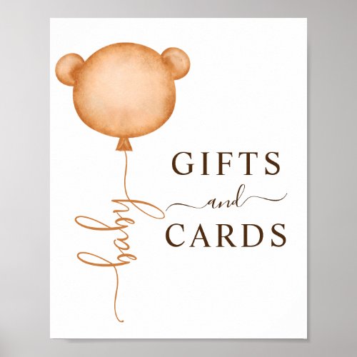 Gifts and Card Sign Bear Balloon Baby Shower