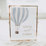 Gifts and Cards Blue Hot Air Balloon Baby Shower Poster<br><div class="desc">Invite friends and family to leave their cards and gifts in a designated spot with this sign,  featuring a blue hot air balloon and elegant gold typography.</div>