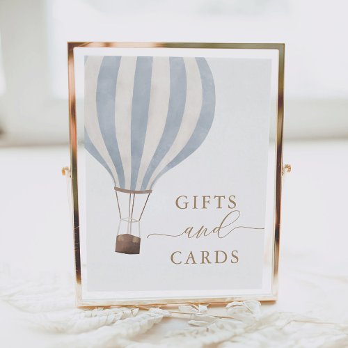 Gifts and Cards Blue Hot Air Balloon Baby Shower Poster