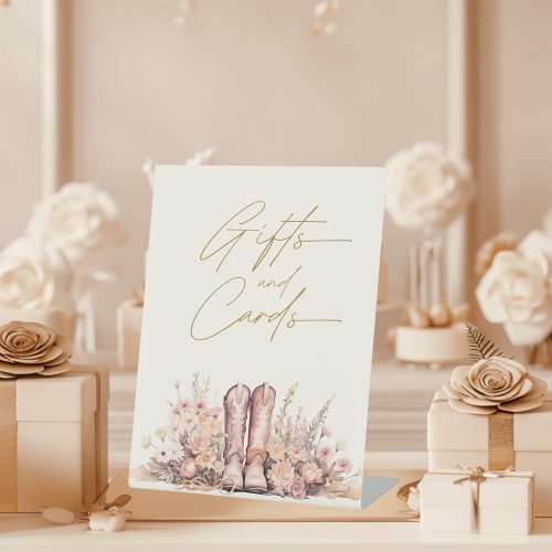 Gifts And Cards Boots Floral Cowgirl Bridal Shower Pedestal Sign