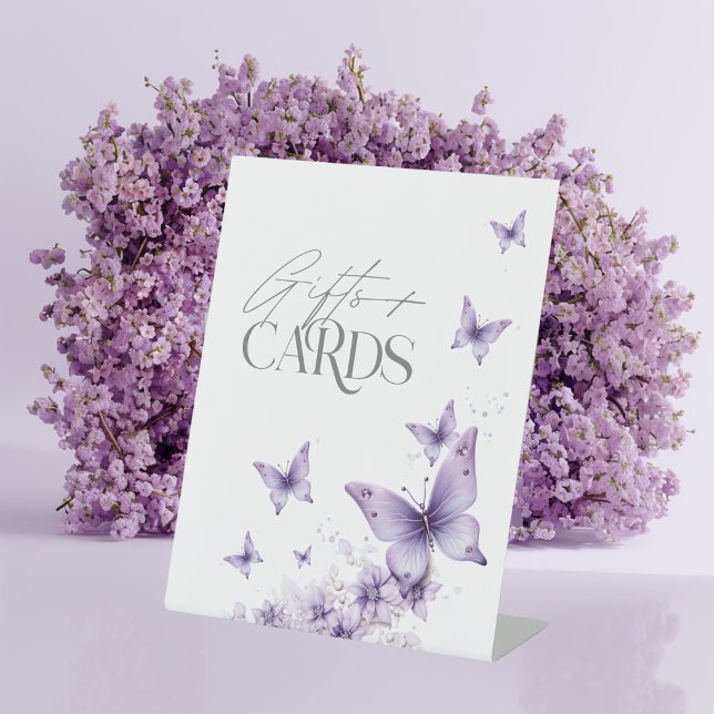 Gifts And Cards Butterflies Bridal Shower Pedestal Sign (Creator Uploaded)