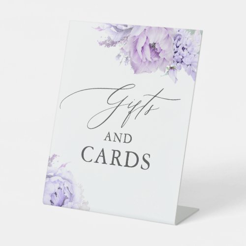 Gifts and Cards Dusty Purple Floral Wedding Pedestal Sign