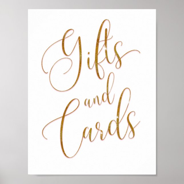 Gifts and Cards Gold Glitter Script Text Poster (Front)