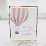 Gifts and Cards Pink Hot Air Balloon Baby Shower Poster<br><div class="desc">Invite friends and family to leave their cards and gifts in a designated spot with this sign,  featuring a pink hot air balloon and elegant gold typography.</div>