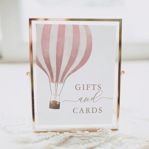 Gifts and Cards Pink Hot Air Balloon Baby Shower Poster