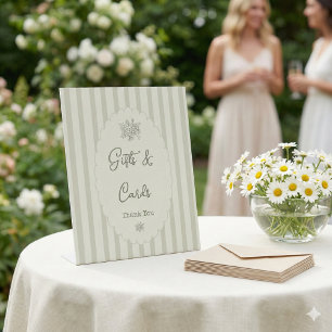 Gifts and Cards Sage Green Ticking Bridal Shower Pedestal Sign