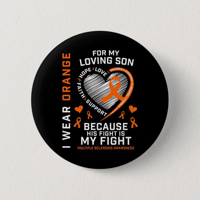 Gifts Apparel Orange Son Multiple Sclerosis Awaren Button (Front)