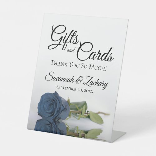 Gifts  Cards Dusty Steel Blue Rose Thank You Pedestal Sign