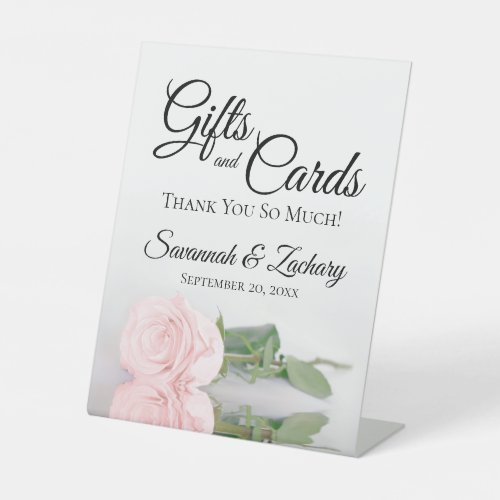 Gifts  Cards Elegant Blush Pink Rose Thank You Pedestal Sign