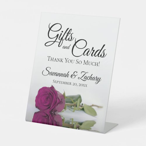 Gifts  Cards Elegant Cassis Purple Rose Thank You Pedestal Sign