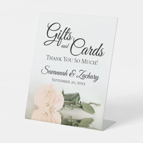 Gifts  Cards Elegant Ivory Peach Rose Thank You Pedestal Sign