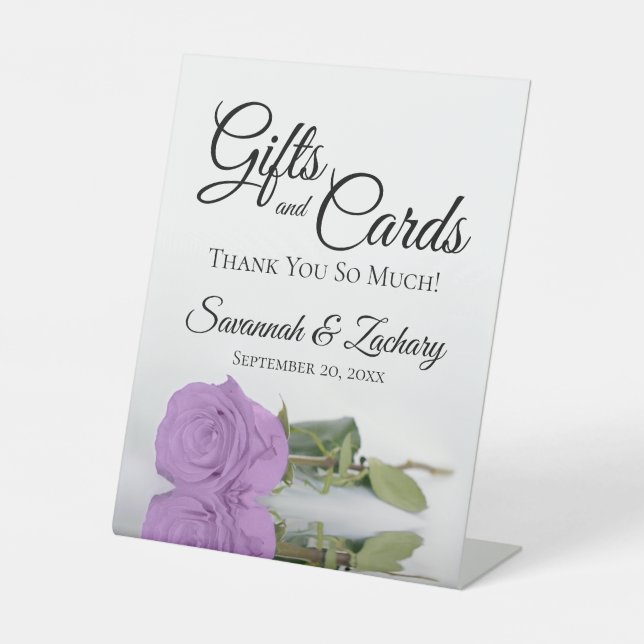 Gifts & Cards Elegant Lilac Purple Rose Thank You Pedestal Sign (Front)