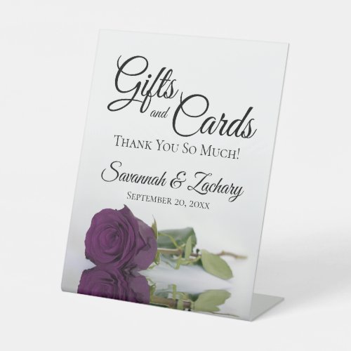 Gifts  Cards Elegant Plum Purple Rose Thank You Pedestal Sign