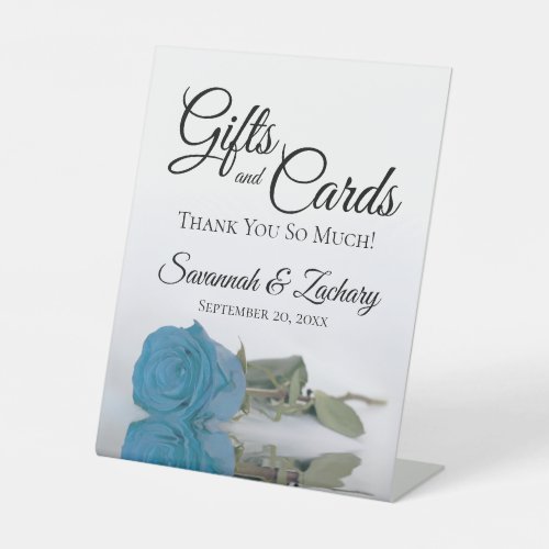 Gifts  Cards Elegant Turquoise Blue Rose Pedestal Sign