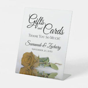 Gifts & Cards Golden Ochre Rose Thank You Pedestal Sign