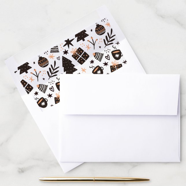 GIFTS CHRISTMAS TREES & ORNAMENTS PATTERN MONOGRAM ENVELOPE LINER (Desk)