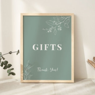 Gifts Floral Sage Green Wedding Sign 