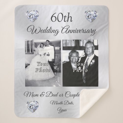 Gifts for 60th Wedding Anniversary for Parents Sherpa Blanket