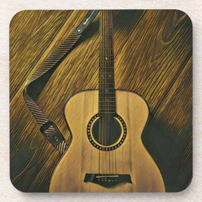 Gifts for a musician guitarist beverage coaster (Front)