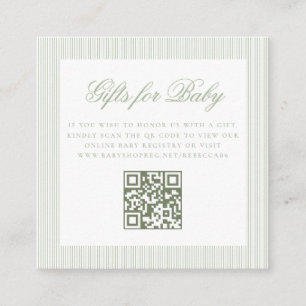 Gifts for Baby Sage Green Online QR Code Registry Enclosure Card