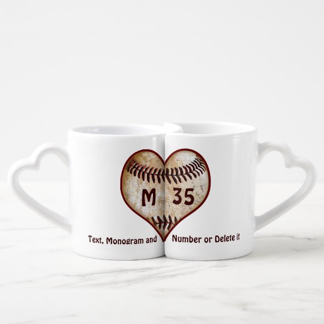 Gifts for Baseball Lovers Personalized Heart Mugs (Front Nesting)